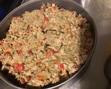Une image de l'étape 7 de Aubergines grillées façon gâteau aux tomates, farce au chapon, pesto et emmental.