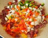 A picture of step 4 of Shaking Beef Fried Rice.