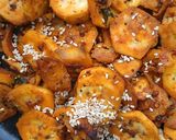 A picture of step 6 of Aratikaya Vepudu/Raw Banana Fry.