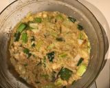 A picture of step 2 of California Farm Leek, Cheese and Ham Casserole, traditional and vegan.