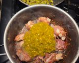 A picture of step 7 of Pork Ribs in Hatch Chile Sauce with Nopales.