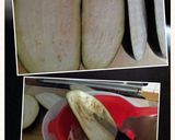 A picture of step 1 of AMIEs Eggplants Stuffed with Sausage.