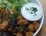 Une image de l'étape 6 de 🍠Patate douce croustillante chapelure Panko paprika fumé sauce Feta miel ail confit.