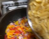 A picture of step 6 of Mac and bell peppers stir fry.