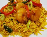 A picture of step 6 of King prawns & pointed peppers biryani.