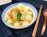 A picture of step 12 of Easy Malaysian Shrimp Noodle Soup.