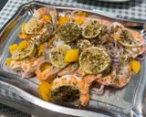 Une image de l'étape 14 de Gambas sauvages aux poivrons, oignon et citron.