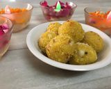 A picture of step 1 of Kesar coconut ladoo.