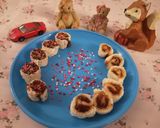A picture of step 3 of One bite pin wheel sandwiches.