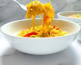 A picture of step 3 of Thai one- pot- pasta.