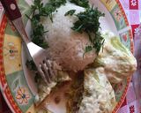 Foto del paso 9 de la receta: Relleno de carne envuelto en repollo con salsa blanca light y arroz