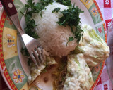 Foto del paso 9 de la receta: Relleno de carne envuelto en repollo con salsa blanca light y arroz