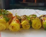A picture of step 6 of Khandvi.