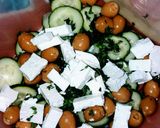 A picture of step 2 of Russian inspired Greece salad.