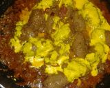 A picture of step 2 of Kafta kbab biryani.