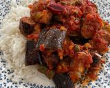 A picture of step 9 of Sausages with roasted vegetables in a tomato sauce.