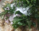 A picture of step 3 of Baigan Bhartha.
