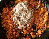 A picture of step 5 of Soya Bean Thoran - Kerala style.