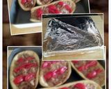 A picture of step 9 of AMIEs Eggplants Stuffed with Sausage.