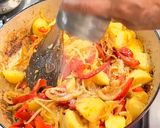 A picture of step 5 of Basque style chicken (Poulet Basquaise).