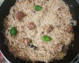 A picture of step 8 of Beef kofta pulao.