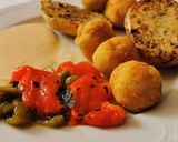 A picture of step 7 of Cod Croquettes with Roasted Peppers and Potatoes.