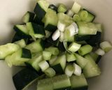 A picture of step 2 of Cucumber and feta za’atar salad.