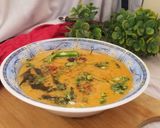A picture of step 8 of Tarka Moong Daal.