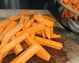 A picture of step 1 of Air Fried Coriander Chunky Sweet Potato Chips.