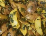 A picture of step 4 of Methi with baby potato dry veg.