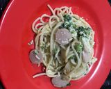 Foto langkah ke 4 dari resep Creamy Spinach Spaghetti With Chicken | Spaghetti homemade #anekaresep #dapurnona #resepsederhana.