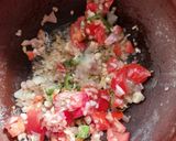 A picture of step 2 of Xaak and Aloo Pitika.