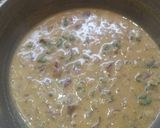 A picture of step 5 of Karhi with boil rice.