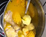 A picture of step 3 of Jamaican chicken soup.