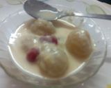 A picture of step 6 of Coconut Suji rasmalai.