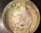 A picture of step 5 of Okonomiyaki (Japanese savoury pancakes).