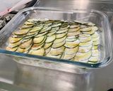 Une image de l'étape 14 de Gratin de courgettes et pommes de terre au lomo et roquefort.