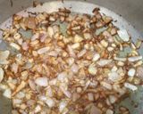 A picture of step 5 of Karahi qeema matar with brown onion rice.