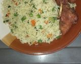 A picture of step 2 of Fried rice with grilled chicken.