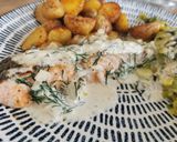 Une image de l'étape 6 de Saumon sauce aneth et pommes de terre grenaille (air fryer) et fondue de poireaux.