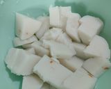 A picture of step 1 of Singapore fried carrot cake.