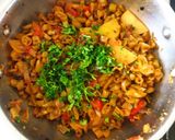 A picture of step 3 of Mogri ki subji.