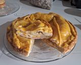 Foto del paso 14 de la receta: Tarta de jamón y queso con papas fritas, huevos