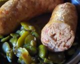 Foto del paso 3 de la receta: Chorizos de pollo con habas salteadas 🐥💚