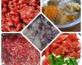 A picture of step 1 of Beetroot qeema Chuqandar qeema.