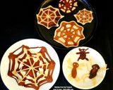A picture of step 5 of Halloween Spiders And Chocolate Vanilla Eggless Spiderweb Pancake.