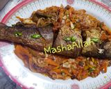 A picture of step 3 of Shallow Fried seabass with stirfry veg.