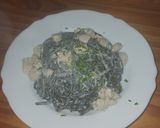 Foto do passo 5 de Linguini com tinta de choco, Natas e Peito de Perú