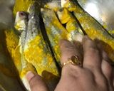 A picture of step 1 of Parshe (Fish) Fry.