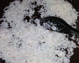 A picture of step 2 of Mango flavour coconut burfi.